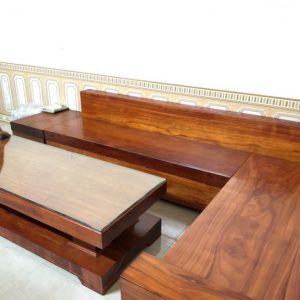Sofa nguyên khối góc L gỗ hương đỏ